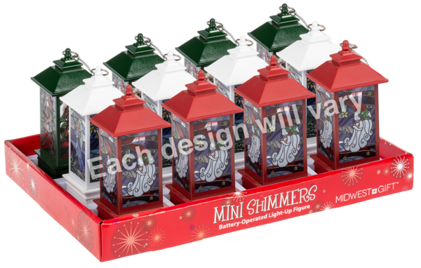 Lighted LED Lantern with Cardinal Mini Shimmer