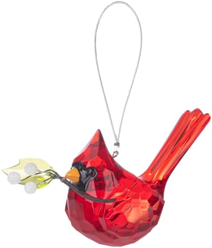 Elegant Holly Berry & Mistletoe Cardinal Ornaments
