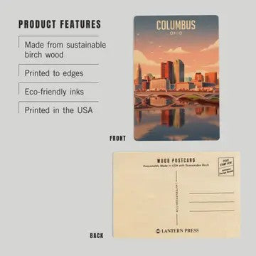 Columbus Skyline Wood Postcards