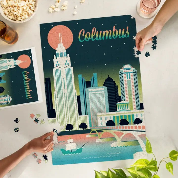 Retro Columbus Skyline Puzzle 1000 pc.