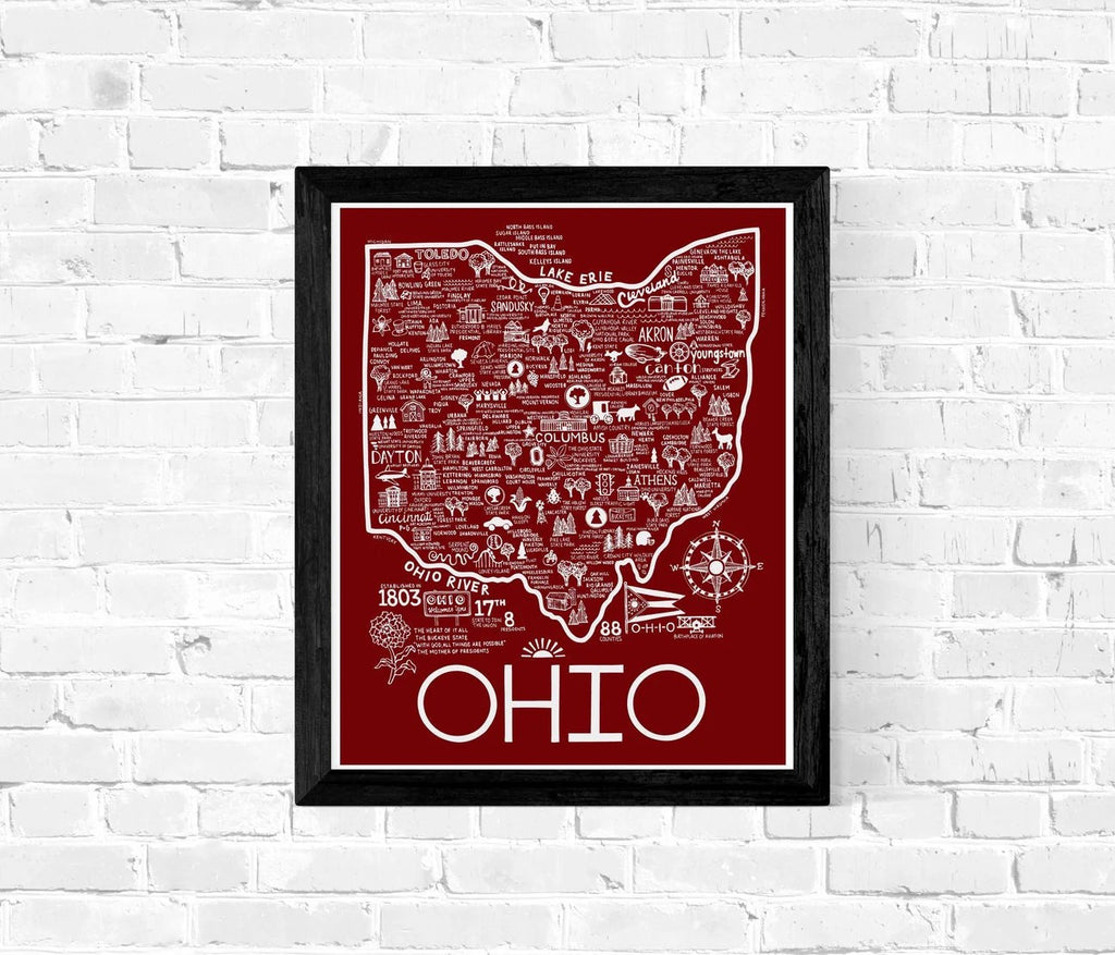 Ohio Landmark Map (Red)