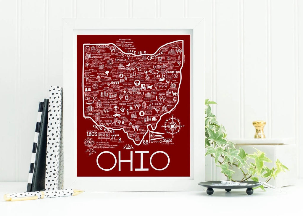 Ohio Landmark Map (Red)
