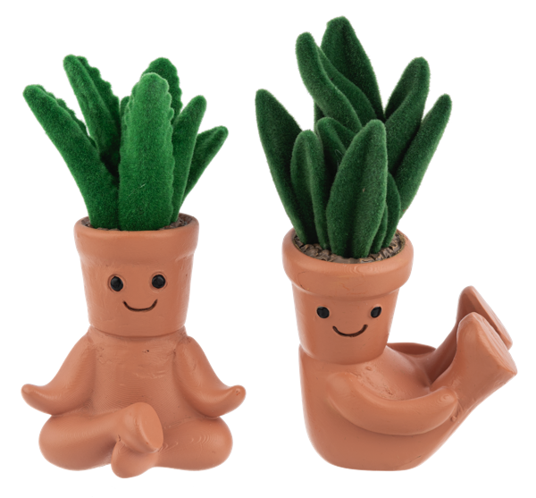 Flocked Yoga Plant Figurines