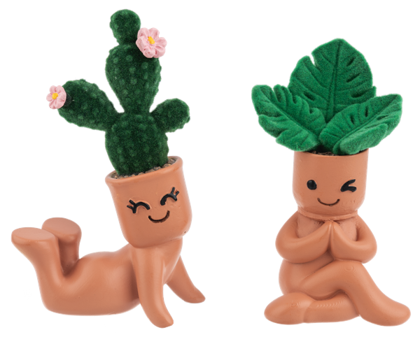 Flocked Yoga Plant Figurines