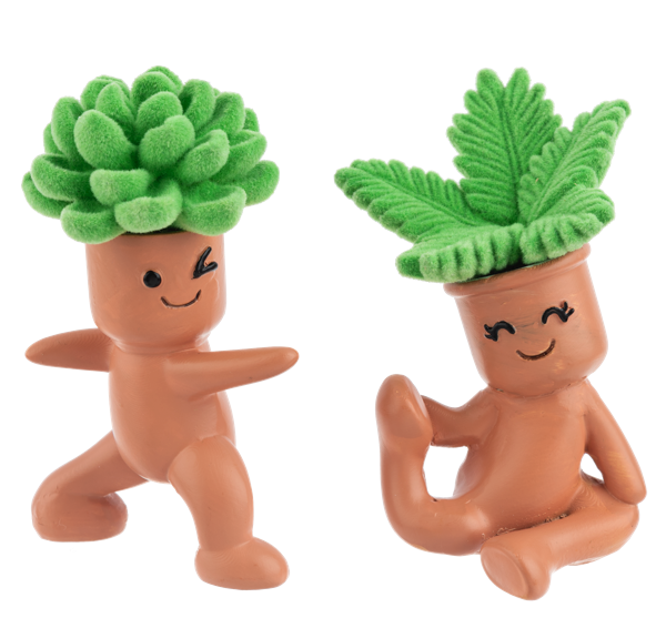 Flocked Yoga Plant Figurines