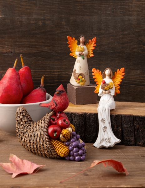 Cardinal Horn of Plenty Figurines