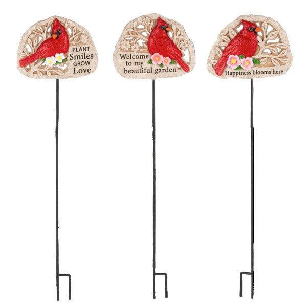 Cheerful Cardinal Garden Stake