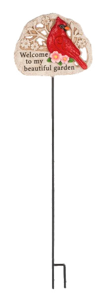 Cheerful Cardinal Garden Stake